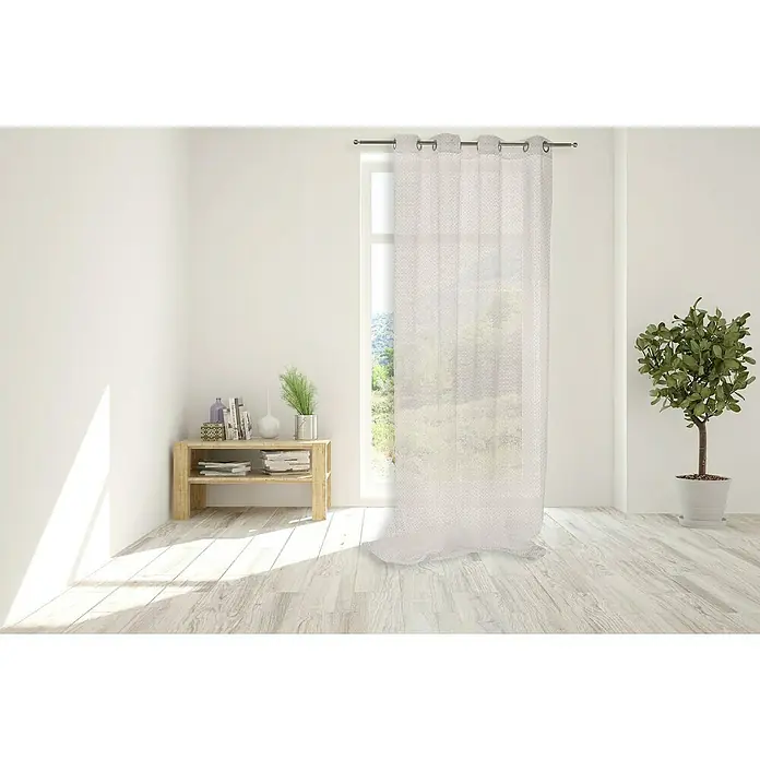 Visillo para ventana Maglia - An x Al: 140 x 250 cm, 100% poliéster, Blanco - Tejido de cortina blanco transparente con ojales, que filtra suavemente la luz y añade un toque de elegancia.