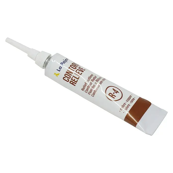 La Pajarita Pintura Contorno relieve - Cobre, 20 ml - Tubo de pintura La Pajarita Relief Outliner R-4 Cobre para crear diseños en relieve en diferentes superficies.