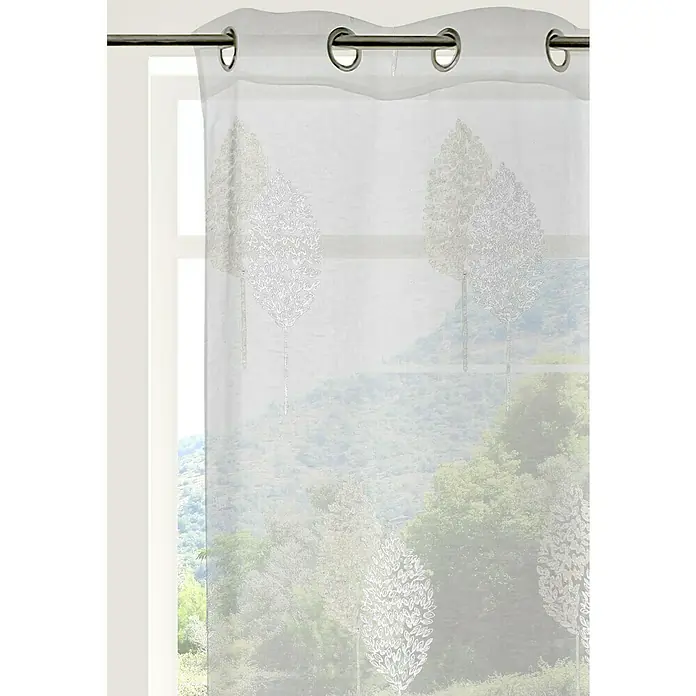 Visillo para ventana bordado Paseo - An x Al: 140 x 250 cm, 100% poliéster, Blanco - Cortina translúcida con diseño de árbol, que permite que la luz suave se filtre para crear un ambiente tranquilo.