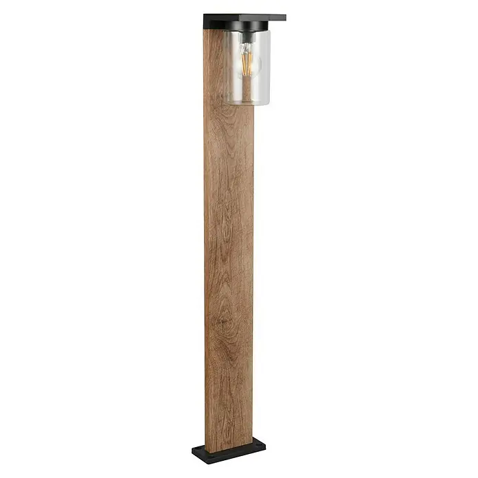 Trio Lighting Farola Ardila - 40 W, Color del marco: Marrón, Sin bombillas - La elegante luz de exterior de madera y vidrio con su luz cálida crea un ambiente agradable en tu jardín.