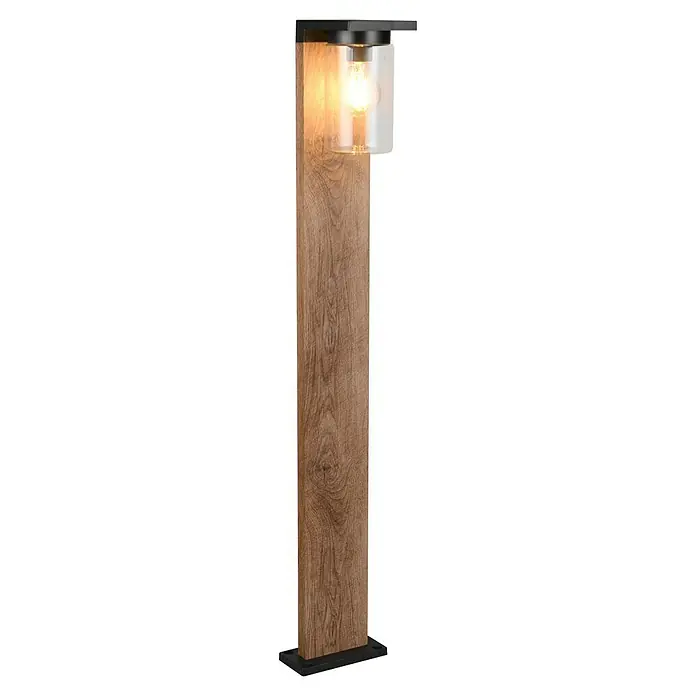 Trio Lighting Farola Ardila - 40 W, Color del marco: Marrón, Sin bombillas - Lámpara de poste de madera con bombilla Edison que emite un brillo cálido, creando un ambiente acogedor. Iluminación exterior elegante.