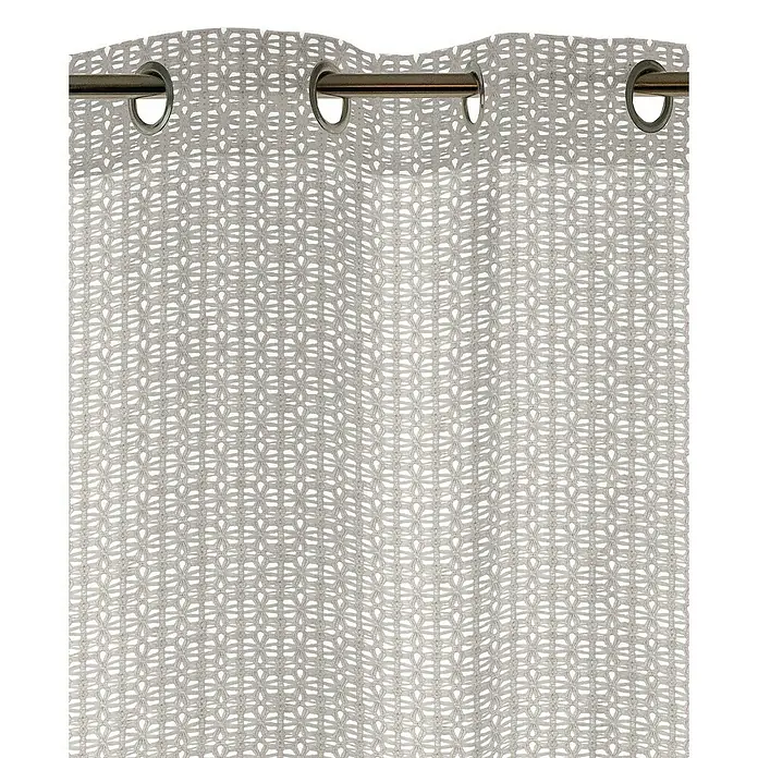 Visillo para ventana Maglia - An x Al: 140 x 250 cm, 100% poliéster, Gris - Esta elegante cortina con su diseño calado y suspensión de ojales añade un toque aireado y elegante a cualquier habitación.