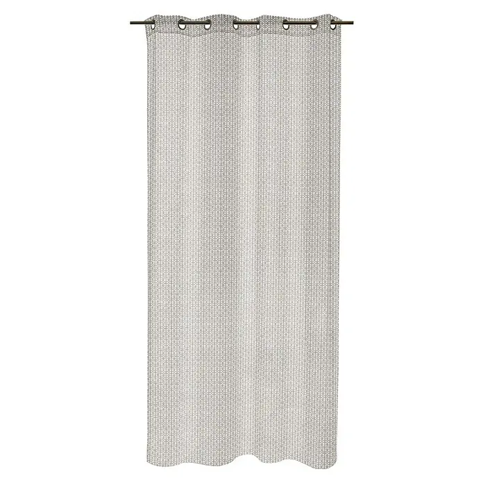 Visillo para ventana Maglia - An x Al: 140 x 250 cm, 100% poliéster, Gris - Una cortina estampada moderna con ojales metálicos colgada en una barra, que ofrece privacidad y un diseño elegante para la casa.