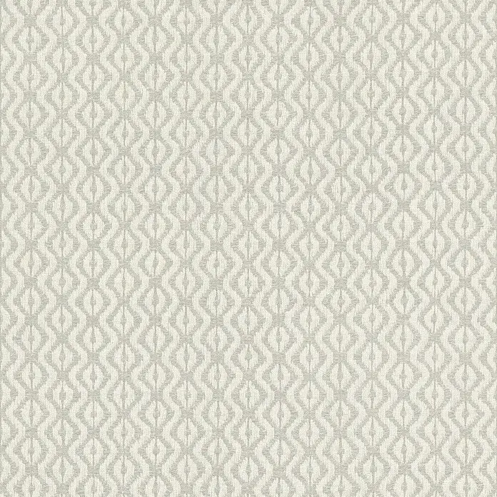 Rasch Beachhouse Vliestapete Allover-Design - Hellgrau, Grafisch, 10,05 x 0,53 m - Helles Grau und Creme gewebter Stoff mit wiederholtem geometrischem Muster.