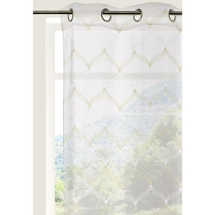 Visillo para ventana bordado Octave (An x Al: 140 x 250 cm, 100% poliéster, Beige/Blanco) | BAUHAUS