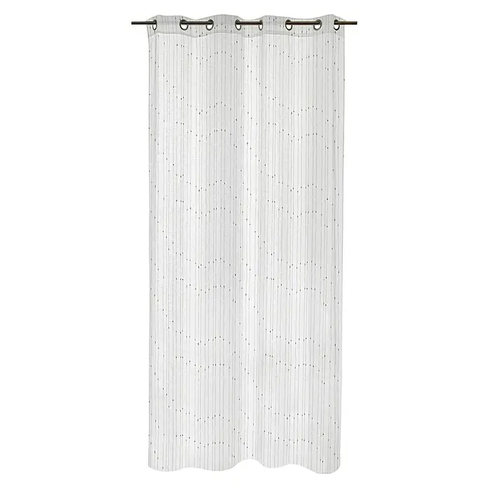 Visillo para ventana Lorenzo - An x Al: 140 x 250 cm, 100% poliéster, Gris - Cortina con diseño de rayas y ojales metálicos para colgar fácilmente en una barra de cortina.