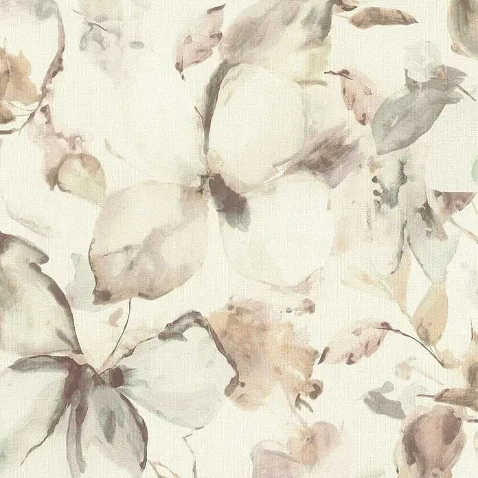 Rasch Florentine IV Vliestapete Flowers - Pastellcreme, Floral, 10,05 x 0,53 m - Aquarell-Blumenmuster in gedämpften Beige-, Braun- und Grüntönen auf hellem Strukturgewebe.