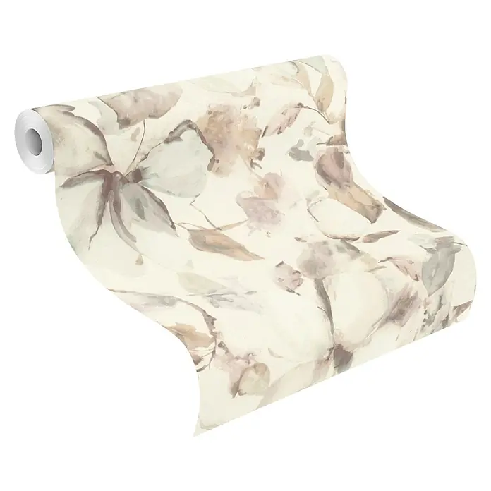 Rasch Florentine IV Vliestapete Flowers - Pastellcreme, Floral, 10,05 x 0,53 m - Rolle beiger Tapete mit zartem, aquarellartigem Blumenmuster.