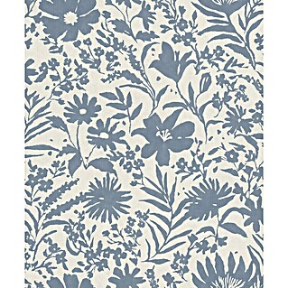 Rasch Paraiso Vliestapete Blumen (Weiß/Blau, Floral, 10,05 x 0,53 m)