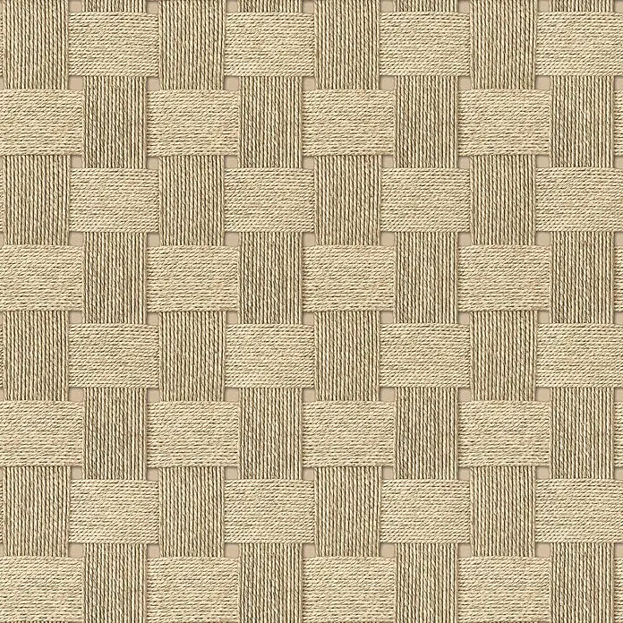 Rasch Selection Vliestapete Vinyl Botanical - Beige, Holzoptik, 10,05 x 0,53 m - Hellbraunes geflochtenes Seilmuster, ähnlich einer Korbflecht- oder Sitzflächentextur.