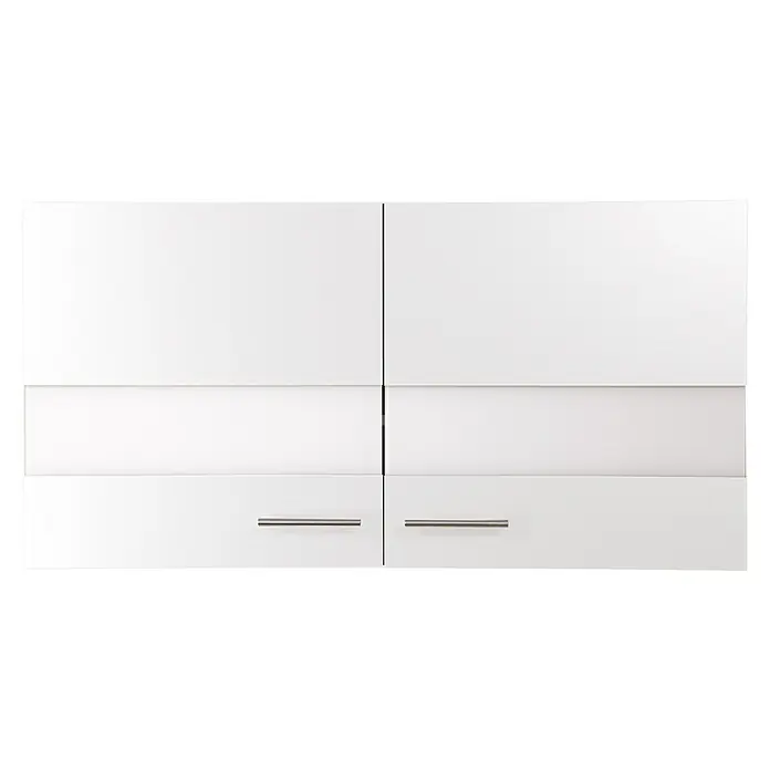 Respekta Merle Hängeschrank - B x T x H: 110 x 34,6 x 56,1 cm, Weiß - Das Bild zeigt einen weißen Hängeschrank mit vier Türen und silberfarbenen Griffen, ideal für Küche oder Bad. Praktisch und stilvoll.