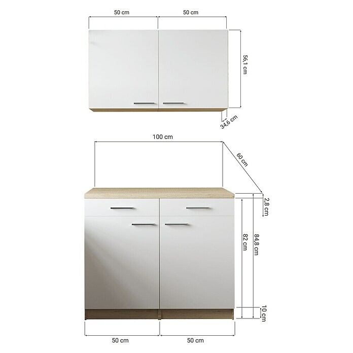Respekta Merle Küchen-Set (100 x 60 x 200 cm, Grau) | BAUHAUS