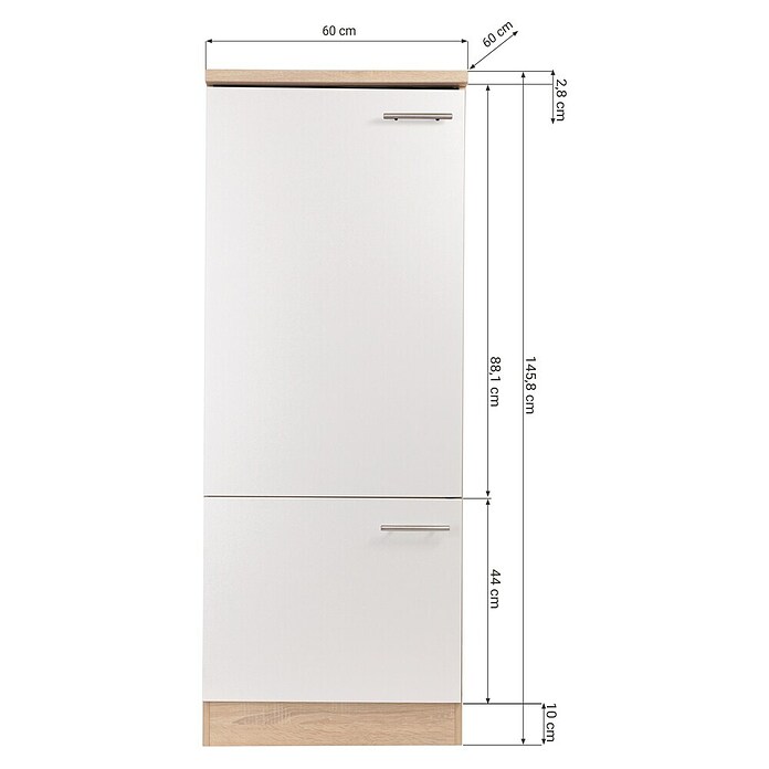 Respekta Merle Geräteumbauschrank (B x T x H: 60 x 60 x 144,8 cm, Weiß, Für Kühlschrank) | BAUHAUS