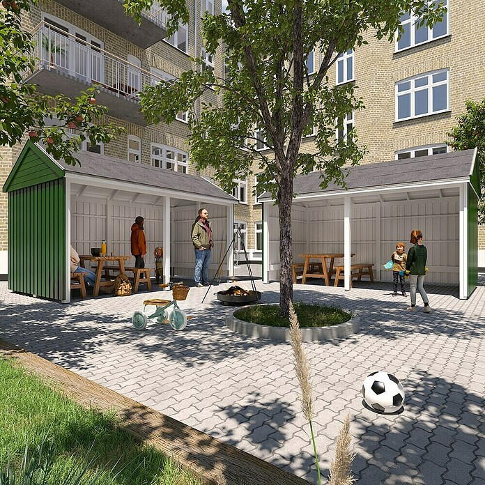 Plus Gartenhaus Classic Multi offen (Außenmaß inkl. Dachüberstand (B x T): 432 x 254 cm, Holz, Natur, Mit Dachpappe, Aluleisten und Bodenanker) | BAUHAUS