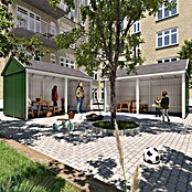 Plus Gartenhaus Classic Multi offen (Außenmaß inkl. Dachüberstand (B x T): 432 x 254 cm, Holz, Natur, Mit Dachpappe, Aluleisten und Bodenanker) | BAUHAUS