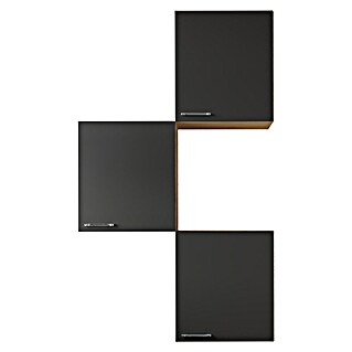 Respekta Merle Hängeschrank (B x T x H: 100 x 34,6 x 168,3 cm, Schwarz, 3 Stk.)