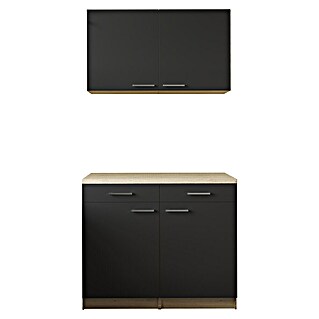 Respekta Merle Küchen-Set (100 x 60 x 200 cm, Schwarz)