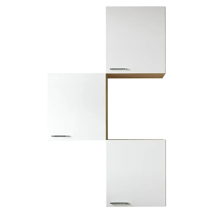Respekta Merle Hängeschrank - B x T x H: 100 x 34,6 x 168,3 cm, Weiß, 3 Stk. - Abgebildete sind drei weiße Küchenschränke mit Griffen aus Metall, die eine moderne und schlichte Ästhetik bieten.