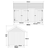 Plus Gartenhaus Classic Multi mit Doppel- und Einzeltür (Außenmaß inkl. Dachüberstand (B x T): 432 x 254 cm, Holz, Natur, Nur Gartenhaus) | BAUHAUS