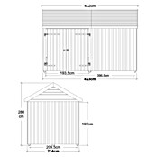 Plus Gartenhaus Classic Multi mit Doppeltür (Außenmaß inkl. Dachüberstand (B x T): 432 x 254 cm, Holz, Natur, Nur Gartenhaus) | BAUHAUS