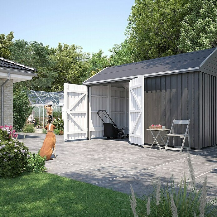 Plus Gartenhaus Classic Multi mit Doppeltür (Außenmaß inkl. Dachüberstand (B x T): 432 x 254 cm, Holz, Natur, Nur Gartenhaus) | BAUHAUS
