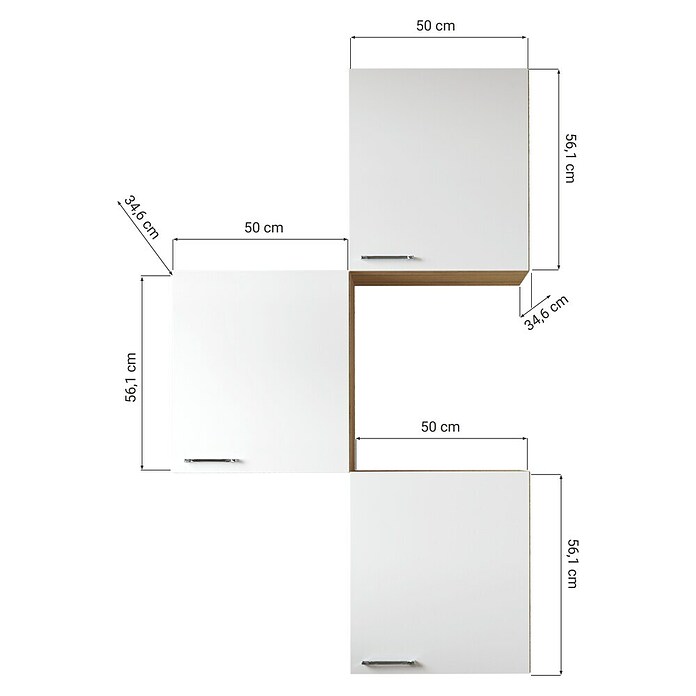 Respekta Merle Hängeschrank (B x T x H: 100 x 34,6 x 168,3 cm, Grau, 3 Stk.) | BAUHAUS