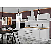 Respekta Premium Küchenzeile BERP320HWWC (Breite: 320 cm, Mit Elektrogeräten, Weiß Hochglanz)