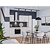 Respekta Premium Composición de cocina (Ancho: 250 cm, Con dispositivos eléctricos, Réplica de alerce blanco)