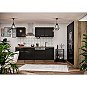 Respekta Composición de cocina (Ancho: 370 cm, Con dispositivos eléctricos, Brillo satinado negro)