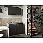 Respekta Merle Miniküche Set 6 (Breite: 100 cm, Schwarz, Edelstahlkochmulde) | BAUHAUS