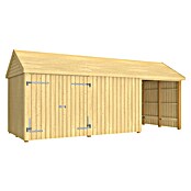Plus Gartenhaus Classic Multi offen/geschlossen mit Doppeltür (Außenmaß inkl. Dachüberstand (B x T): 636 x 254 cm, Holz, Natur, Nur Gartenhaus) | BAUHAUS