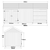 Plus Gartenhaus Classic Multi offen/geschlossen mit Doppeltür (Außenmaß inkl. Dachüberstand (B x T): 636 x 254 cm, Holz, Natur, Nur Gartenhaus) | BAUHAUS