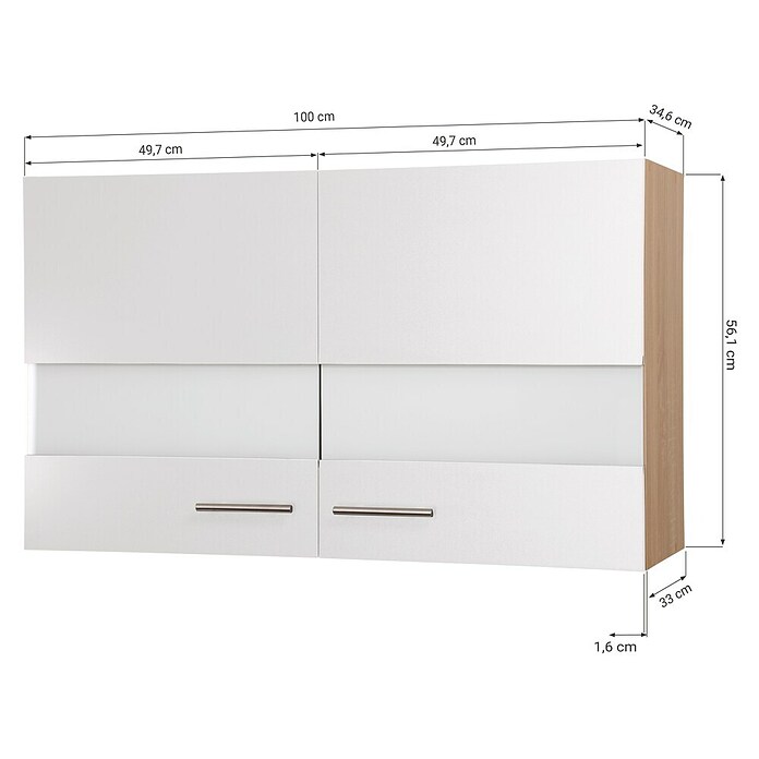 Respekta Merle Hängeschrank (B x T x H: 100 x 34,6 x 56,1 cm, Weiß) | BAUHAUS