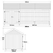 Plus Gartenhaus Classic Multi offen mit Doppeltür (Außenmaß inkl. Dachüberstand (B x T): 636 x 254 cm, Holz, Natur, Mit Dachpappe, Aluleisten und Bodenanker) | BAUHAUS