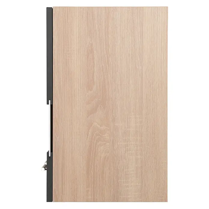 Respekta Merle Hängeschrank - B x T x H: 100 x 34,6 x 56,1 cm, Schwarz - Nahaufnahme einer hellen Holzschranktür mit feiner Maserung und einem schlichten, modernen Design, ideal für minimalistische Interieurs.