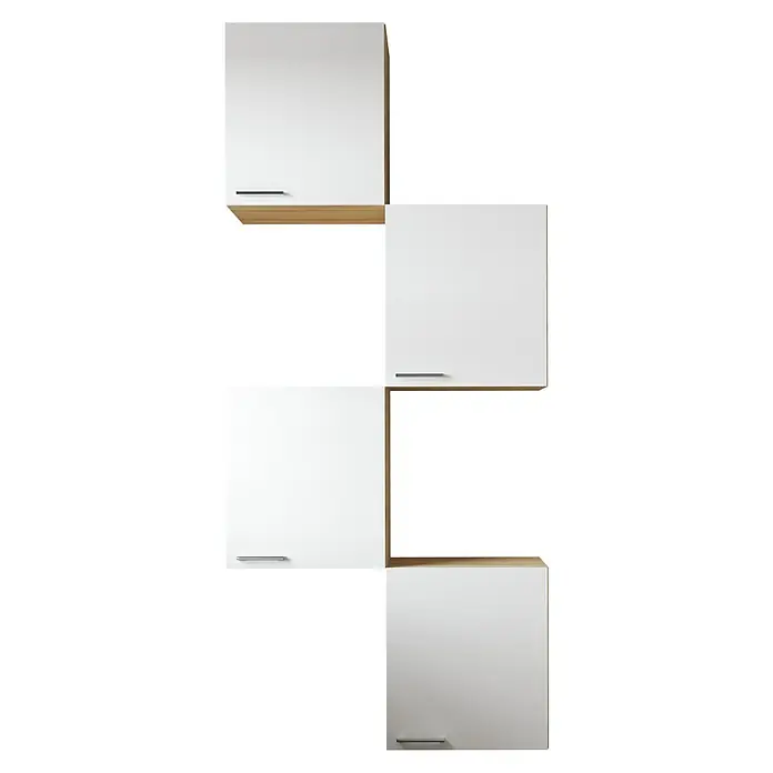 Respekta Merle Hängeschrank - B x T x H: 100 x 34,6 x 224,4 cm, Weiß, 4 Stk. - Aufnahme von vier weißen, an der Wand montierten Schränken mit Griffen, die sich ideal für die Aufbewahrung eignen.