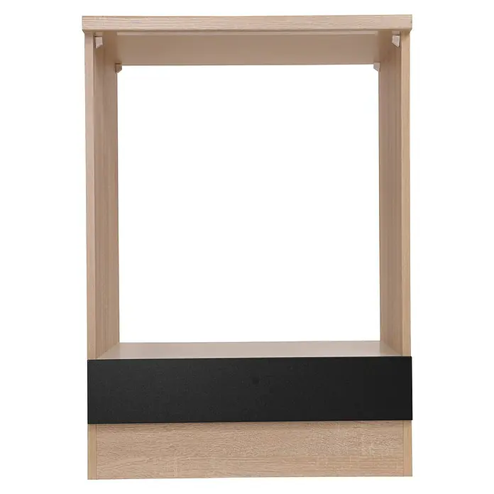 Respekta Merle Herdumbauschrank - B x T x H: 60 x 60 x 84,8 cm, Schwarz - Das Bild zeigt einen modernen Nachttisch mit einer Schublade und offenem Ablagefach, ideal für jedes Schlafzimmer.
