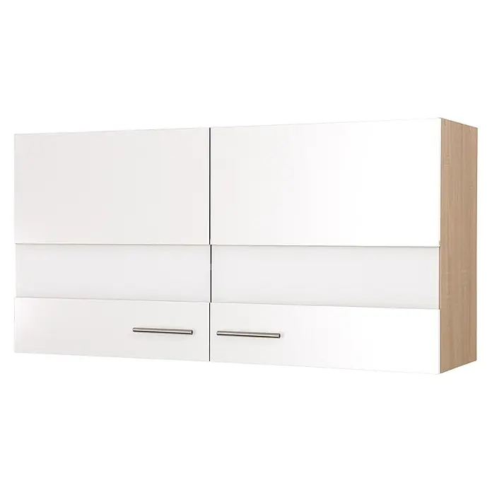 Respekta Merle Hängeschrank - B x T x H: 110 x 34,6 x 56,1 cm, Weiß - Aufnahme eines Hängeschranks mit weißer Oberfläche und horizontalen Griffen. Perfekt für zusätzlichen Stauraum in Küche oder Bad.