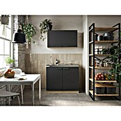 Respekta Merle Miniküche Set 6 (Breite: 100 cm, Schwarz, Edelstahlkochmulde) | BAUHAUS
