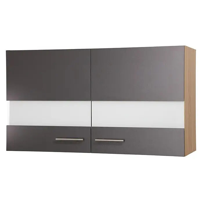 Respekta Merle Küchen-Hängeschrank - B x T x H: 100 x 34,6 x 56,1 cm, Grau - Modernes Hängeschrank-Set in Grau mit weißen Akzenten und silbernen Griffen. Ideal für stilvolle Küchen oder Badezimmer zur Aufbewahrung.