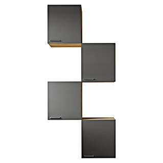 Respekta Merle Hängeschrank (B x T x H: 100 x 34,6 x 224,4 cm, Grau, 4 Stk.)