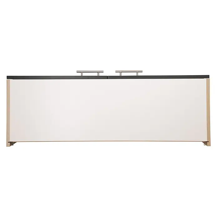 Respekta Merle Hängeschrank - B x T x H: 100 x 34,6 x 56,1 cm, Schwarz - Eine große, weiße, trocken abwischbare Whiteboard-Oberfläche mit schwarzen und silbernen Beschlägen, die für Präsentationen und Brainstorming geeignet ist.