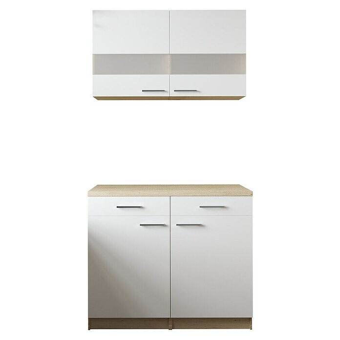 Respekta Merle Küchen-Set (100 x 60 x 200 cm, Weiß/Glas) | BAUHAUS