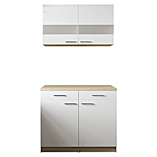 Respekta Merle Küchen-Set (100 x 60 x 200 cm, Weiß/Glas)