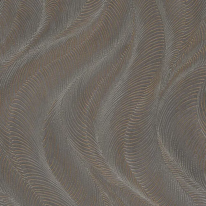 Rasch Incanto Vliestapete Wave Design - Grau-Bronze, Wellen, 10,05 x 0,53 m - Elegante Tapete mit abstraktem Muster in Grau- und Goldtönen. Die geschwungenen Linien verleihen jedem Raum eine edle und moderne Atmosphäre.