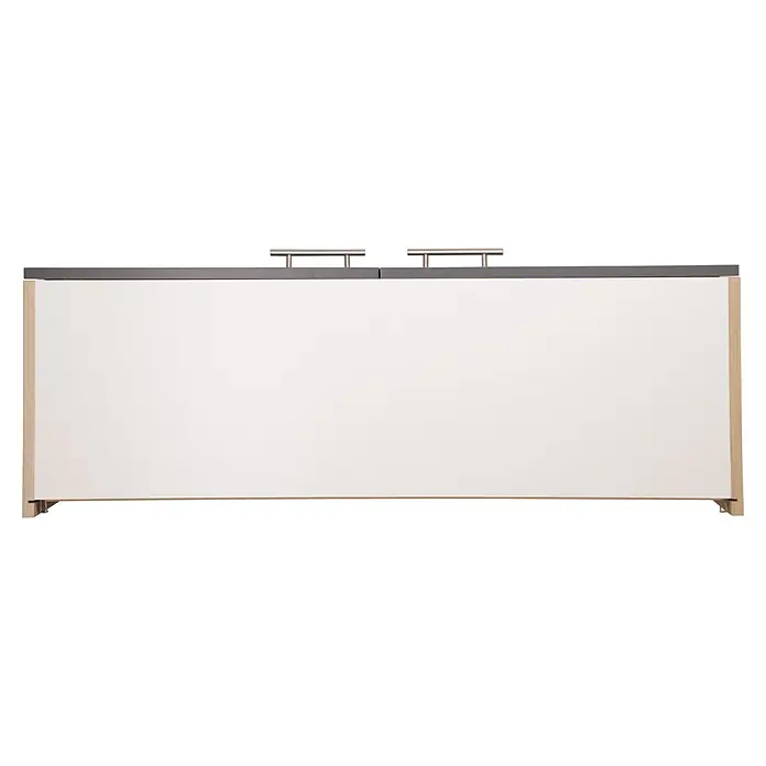 Respekta Merle Küchen-Hängeschrank - B x T x H: 100 x 34,6 x 56,1 cm, Grau - Ein helles Whiteboard mit silbernem Rahmen und Griffen oben. Ideal für Präsentationen und Notizen im Büro oder Schulungsraum.