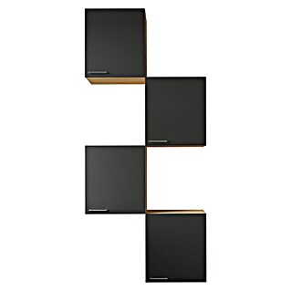 Respekta Merle Hängeschrank (B x T x H: 100 x 34,6 x 224,4 cm, Schwarz, 4 Stk.)