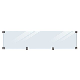 Plus Glaselement mit Beschlägen und Holzleiste (B x H: 0,6 x 44,6 cm, Klarglas, Naturleiste)