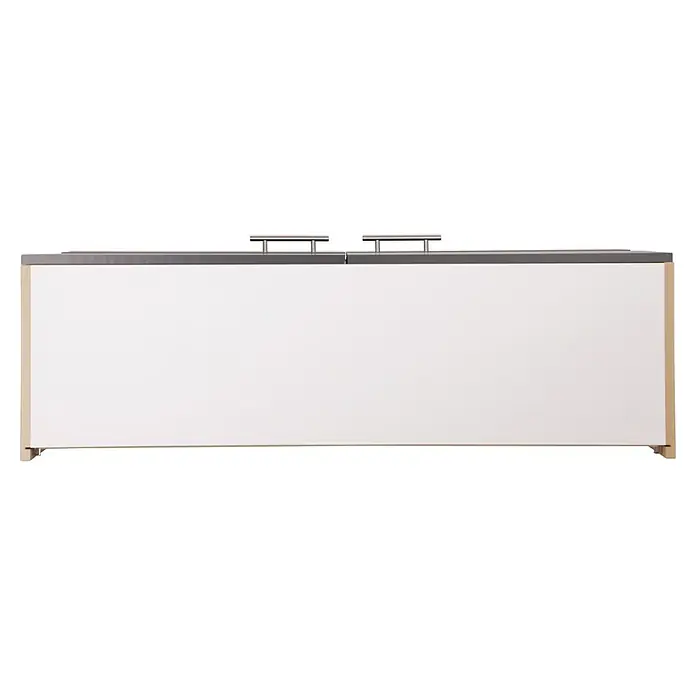 Respekta Merle Hängeschrank - B x T x H: 110 x 34,6 x 56,1 cm, Grau - Das Bild zeigt eine große, leere Whiteboard-Tafel mit einem grauen Rahmen, ideal für Präsentationen und Notizen im Büro oder in der Schule.