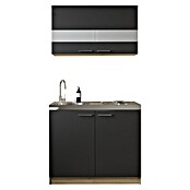 Respekta Merle Miniküche Typ 5 (Breite: 100 cm, Schwarz, Duo-Kochmulde) | BAUHAUS
